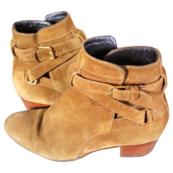Saint Laurent Sotto Leather Suede Almond Toes 2" Heels Ankle Bootie Sz 35 1/2 - Picture 9 of 13